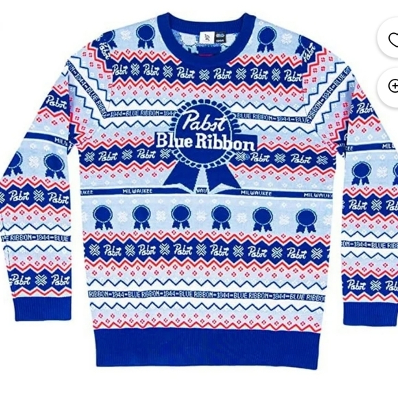 Pabst Blue Ribbon "PBR" Fair Isle Ugly Christmas Sweater Size Medium - Picture 4 of 8